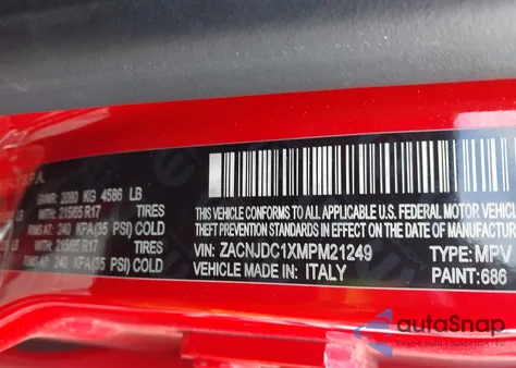 2021 Jeep Renegade Trailhawk 4X4 from USA, damaged, VIN ZACNJDC1XMPM21249